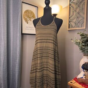 Old Navy Green and Black Striped Mini Dress